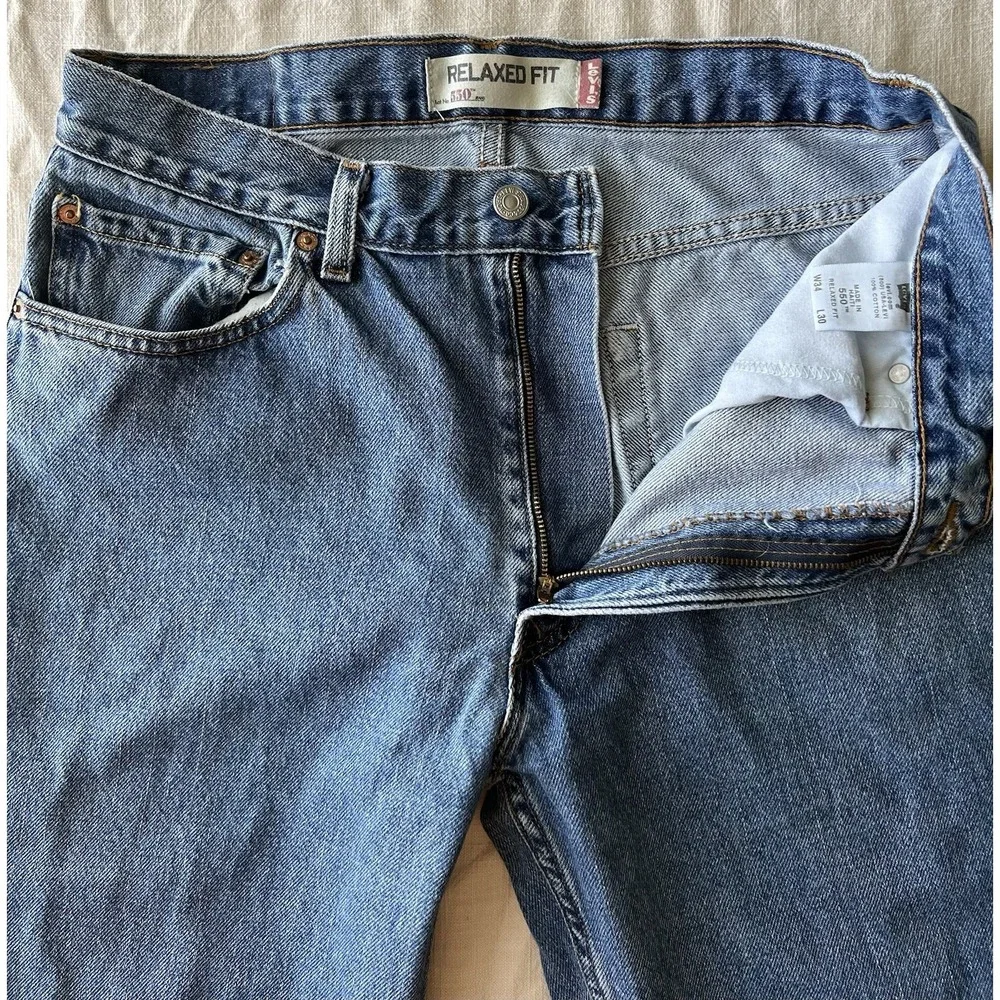 Levi's 550 Relaxed Fit Made in USA Jeans W34 L30 100% Cotton Medium Wash